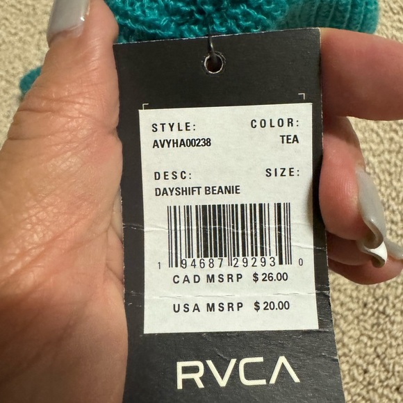 RVCA Turquoise Dayshift Beanie - Picture 3 of 3